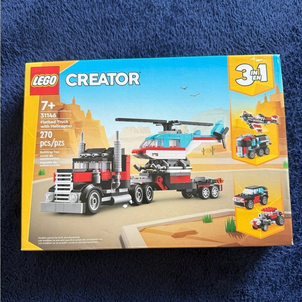 LEGO Creator 3-in-1 Flatbed Truck with Helicopter Set